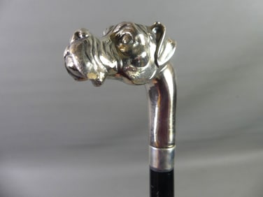 STERLING SILVER BOXER DOG CANE