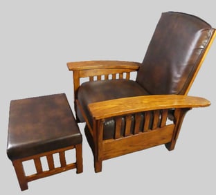 STICKLEY MORRIS CHAIR & OTTOMAN