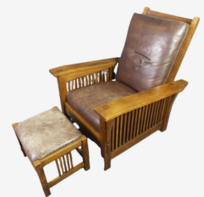 STICKLEY MORRIS CHAIR & OTTOMAN