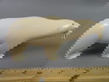 INUIT CARVED POLAR BEAR WITH SEAL