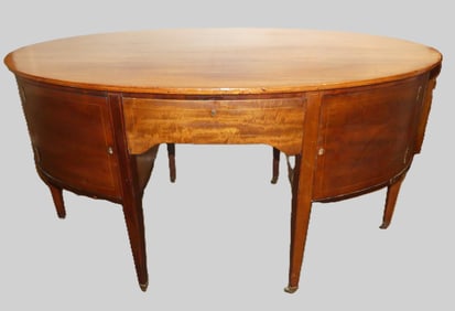 OVAL MAHOGANY PARTNER'S DESK