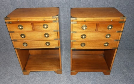 PAIR CAMPAIGN STYLE END TABLES