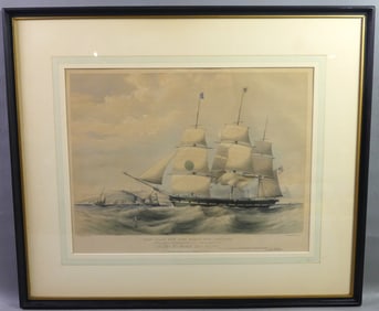 ANTIQUE NY PACKET SHIP PRINT BY S. WALTERS