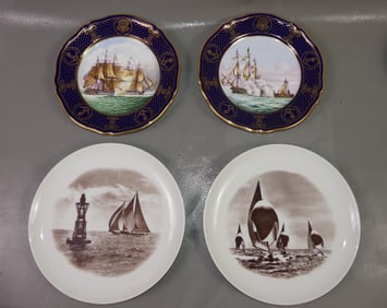 2 PAIR PORCELAIN NAUTICAL PLATES