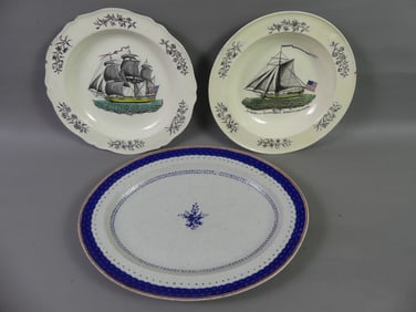 LEEDS CREAMWARE PLATES & FITZHUGH PLATTER