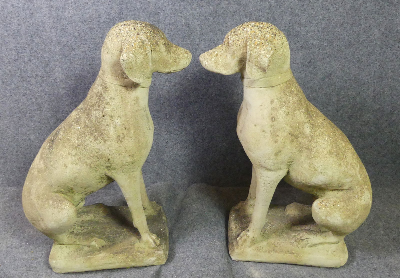 PAIR CONCRETE GARDEN DOGS (1 of 2)