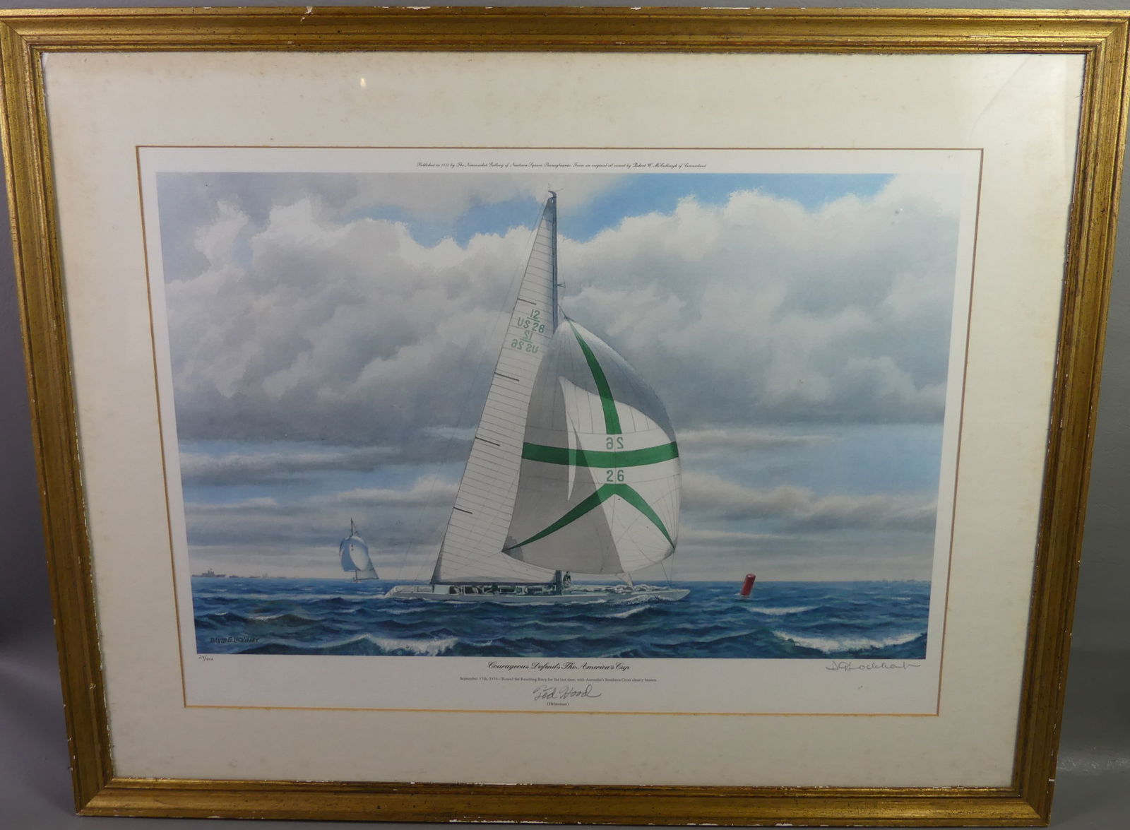 AMERICA'S CUP PRINT SIGNED TED HOOD (1 of 2)