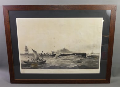 1859 SPERM WHALING PRINT BY TABER