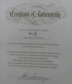 JOHN MECRAY PRINT - NY HARBOUR YACHT AMERICA