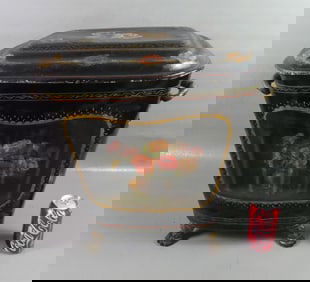 VICTORIAN FLORAL TIN COAL HOD