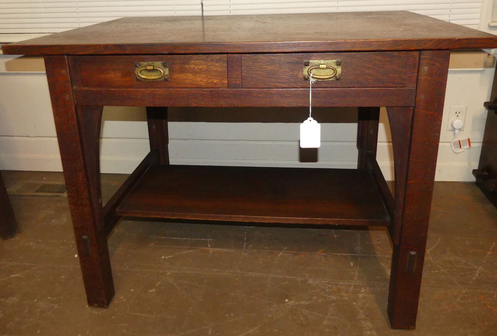 GUSTAVE STICKLEY ARTS & CRAFTS OAK 2 DRAWER DESK (1 of 9)
