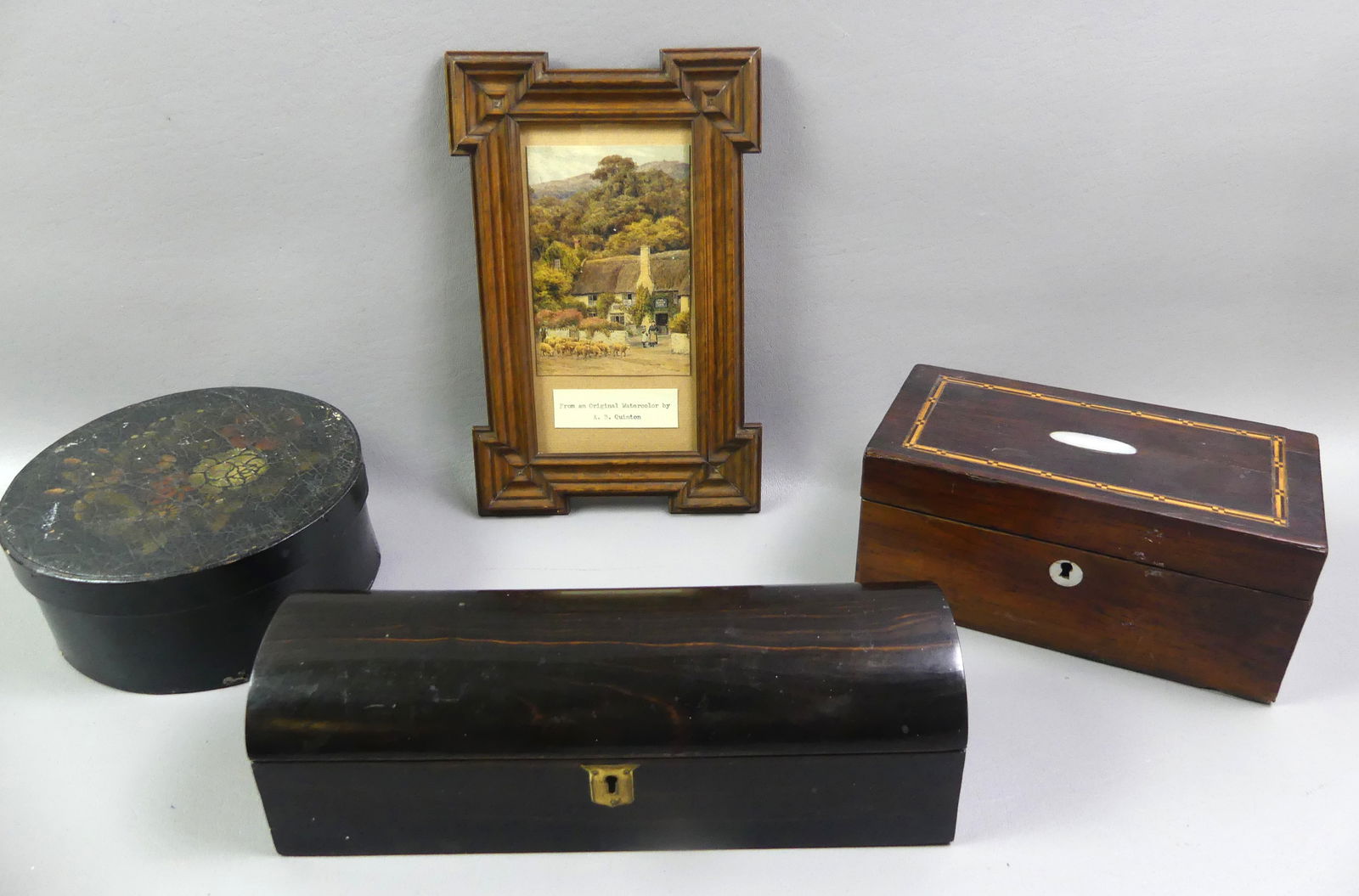 2 ANTIQUE BOXES, TEA CADDY & FRAME (1 of 4)