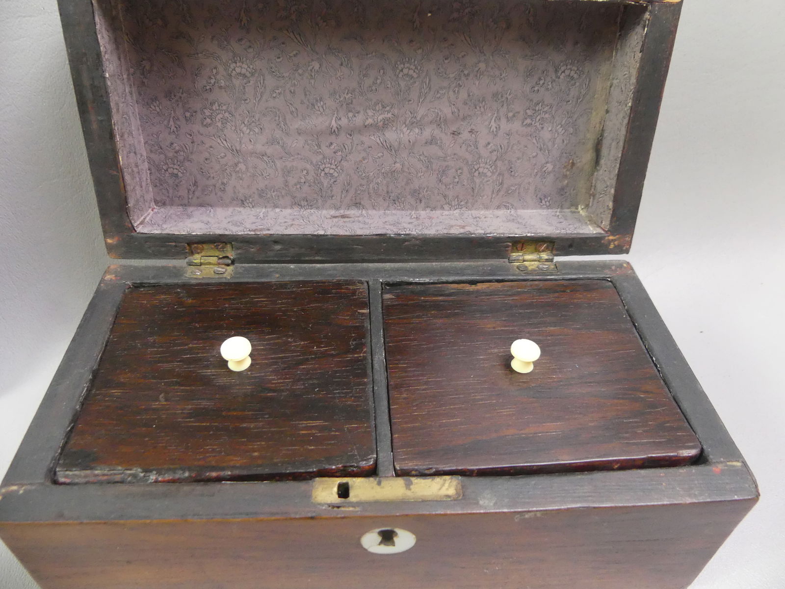 2 ANTIQUE BOXES, TEA CADDY & FRAME - 2