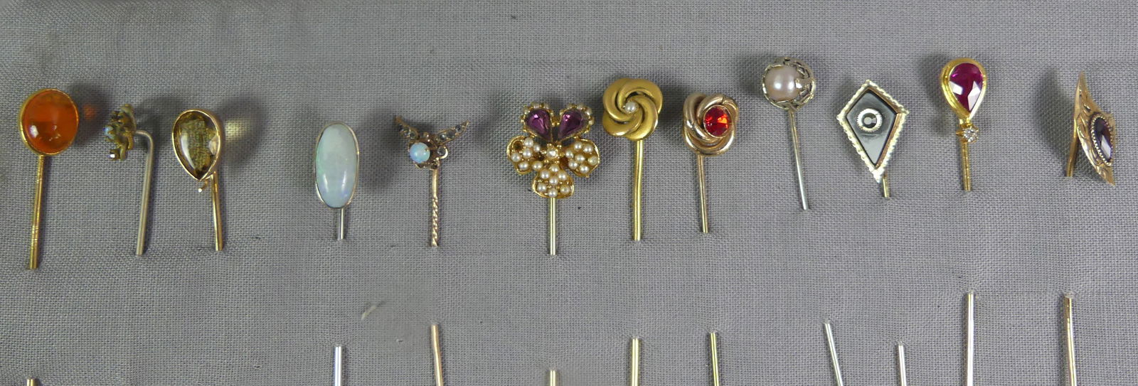 36 ANTIQUE STICK PINS - SOME GOLD - 2