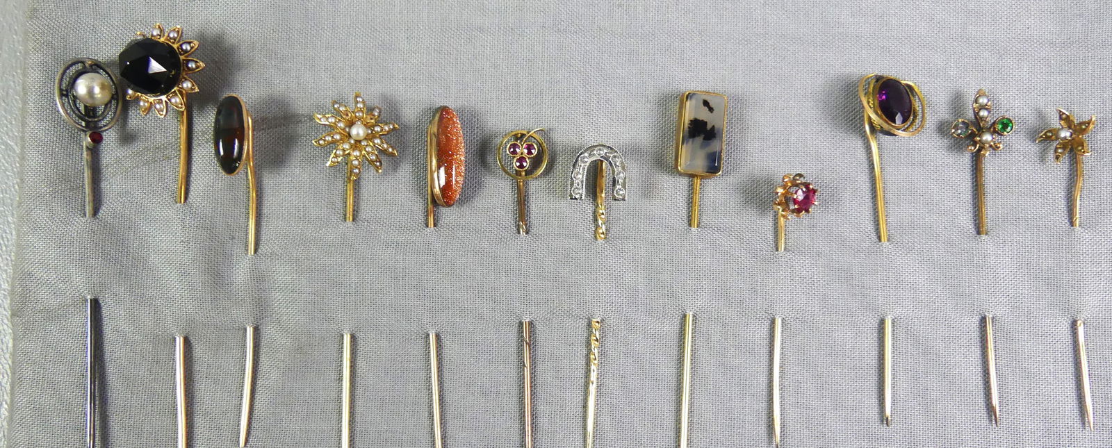 36 ANTIQUE STICK PINS - SOME GOLD - 3