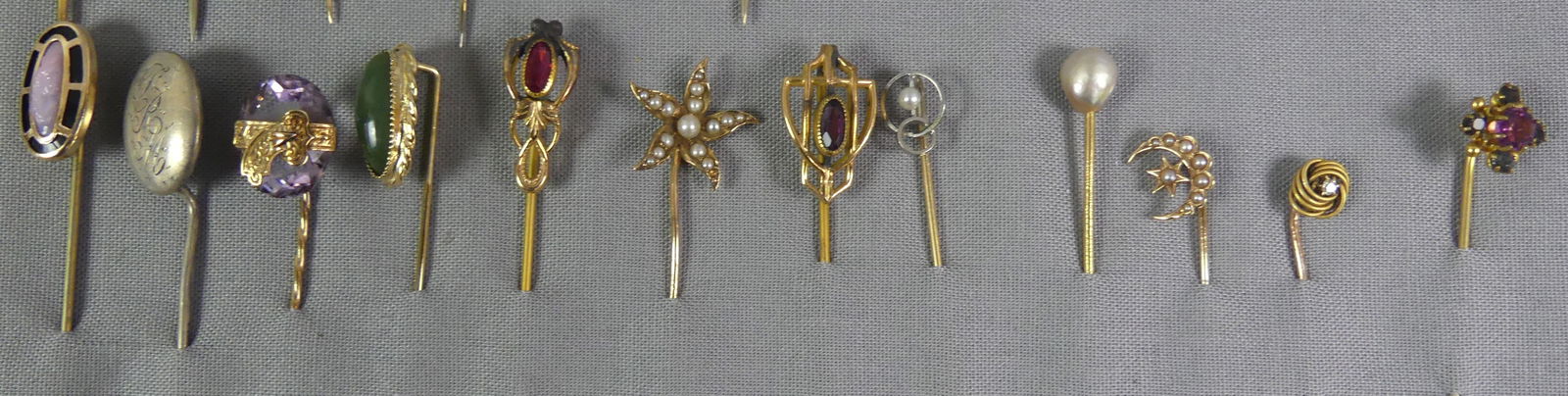 36 ANTIQUE STICK PINS - SOME GOLD - 4