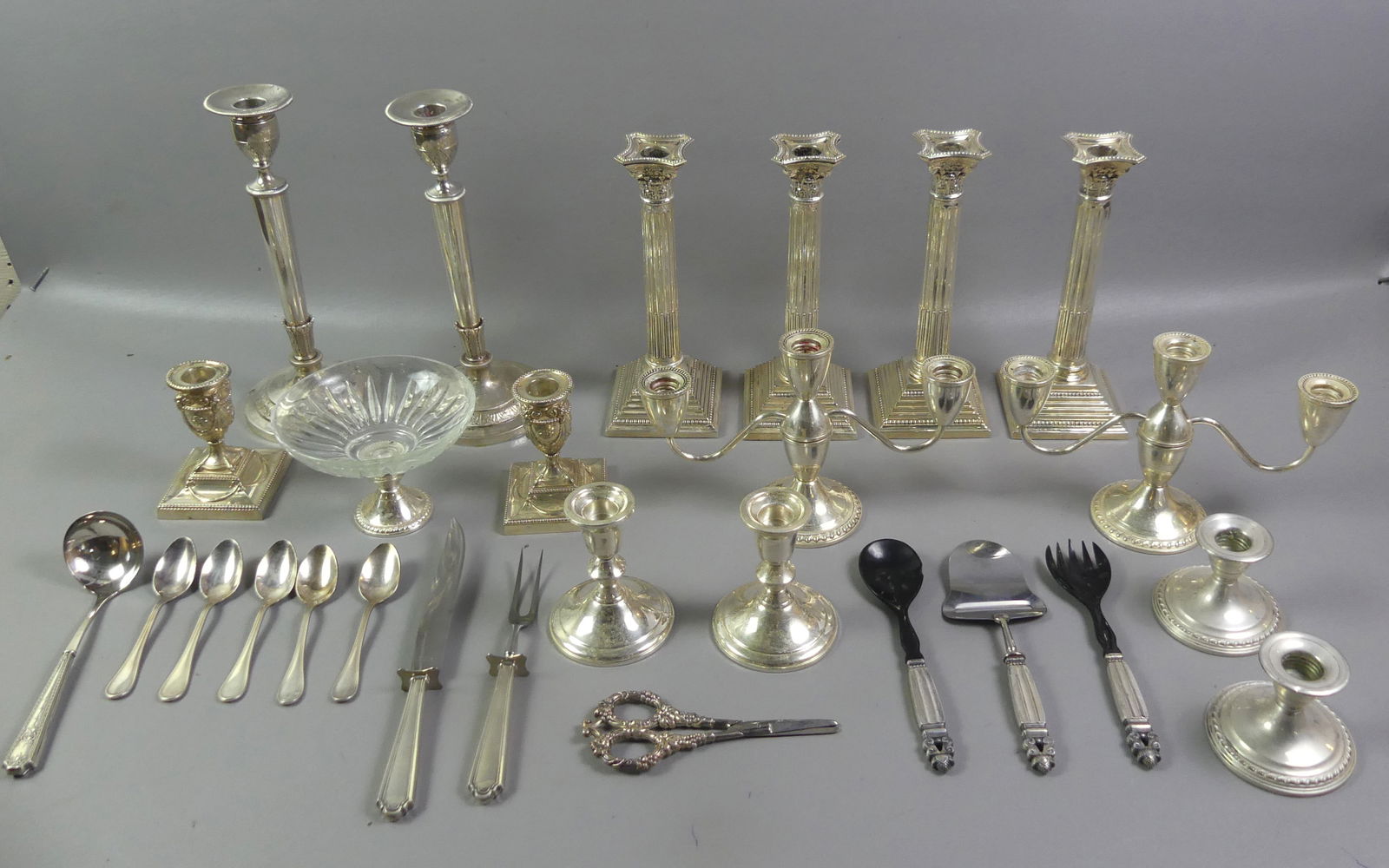 STERLING & PLATED CANDLESTICKS & FLATWARE (1 of 3)