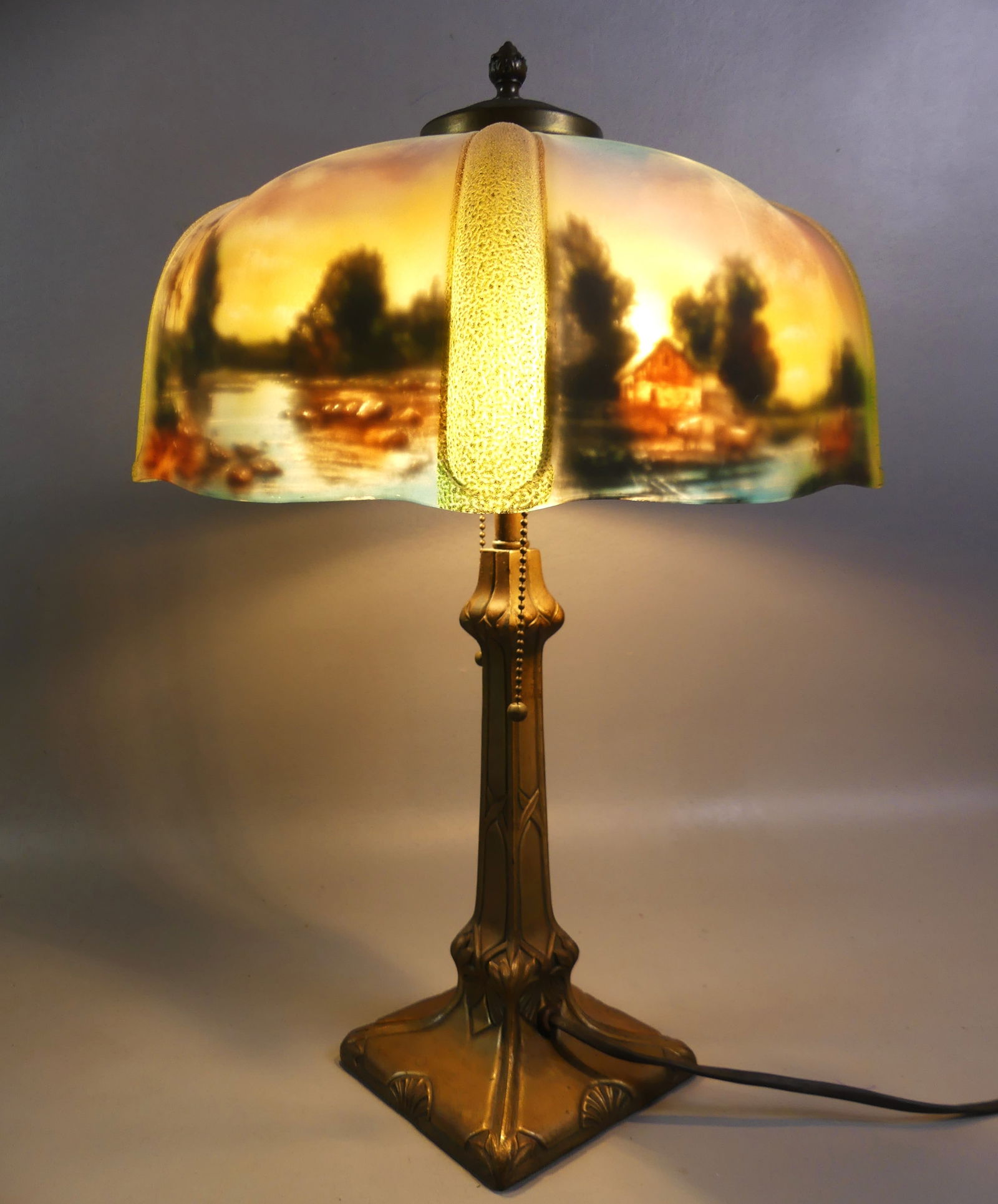 PITTSBURGH REVERSE PAINTED LAMP (1 of 5)