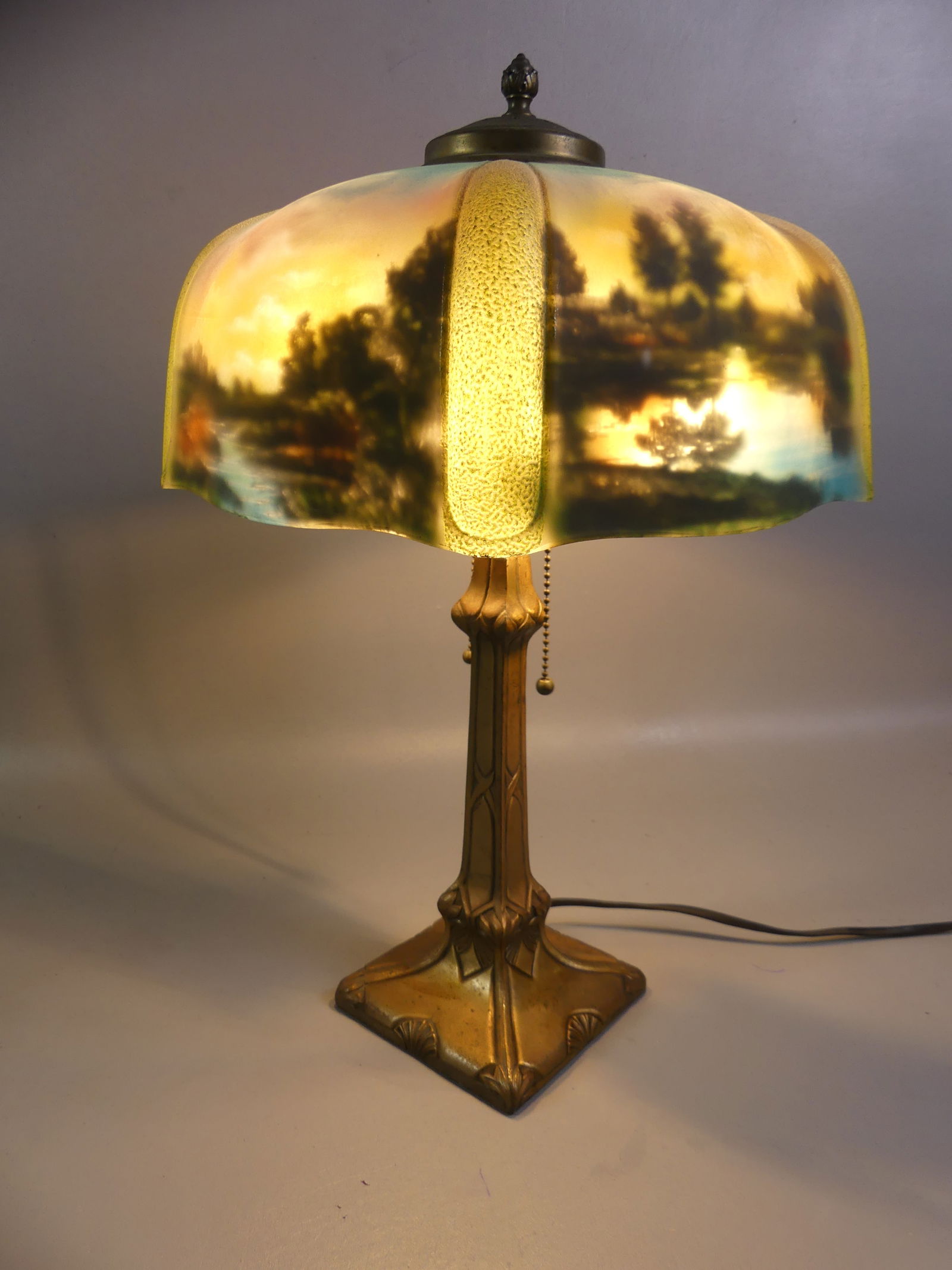 PITTSBURGH REVERSE PAINTED LAMP - 3