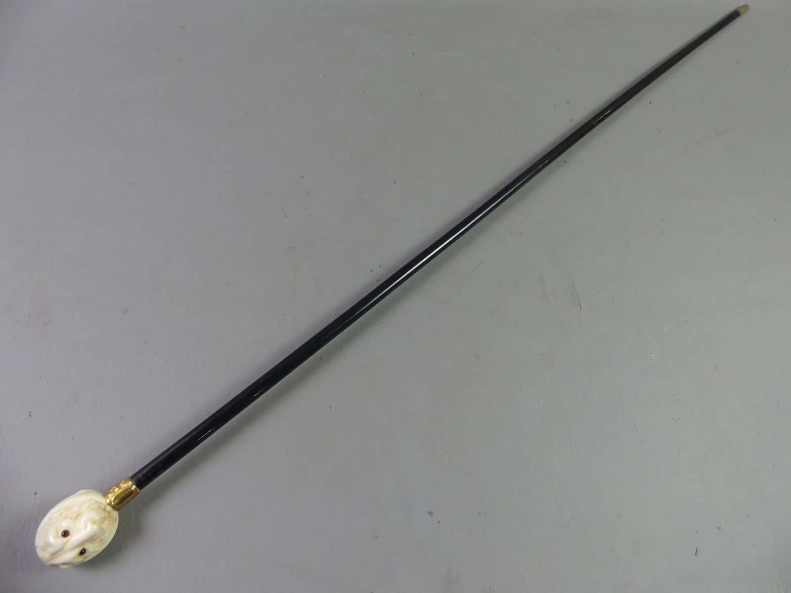 2 FACED BONE CANE -ARAB & LION - 2