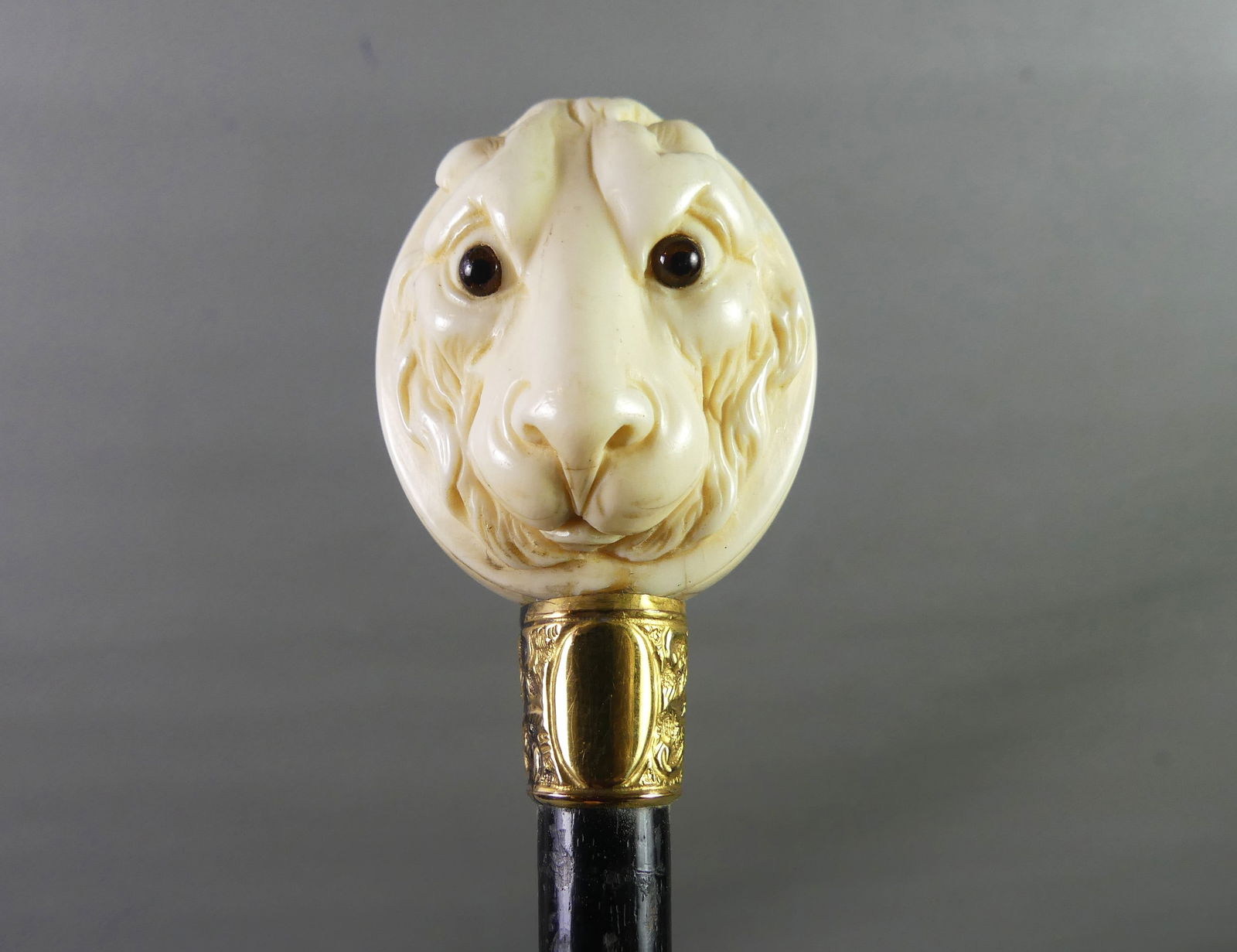 2 FACED BONE CANE -ARAB & LION - 4