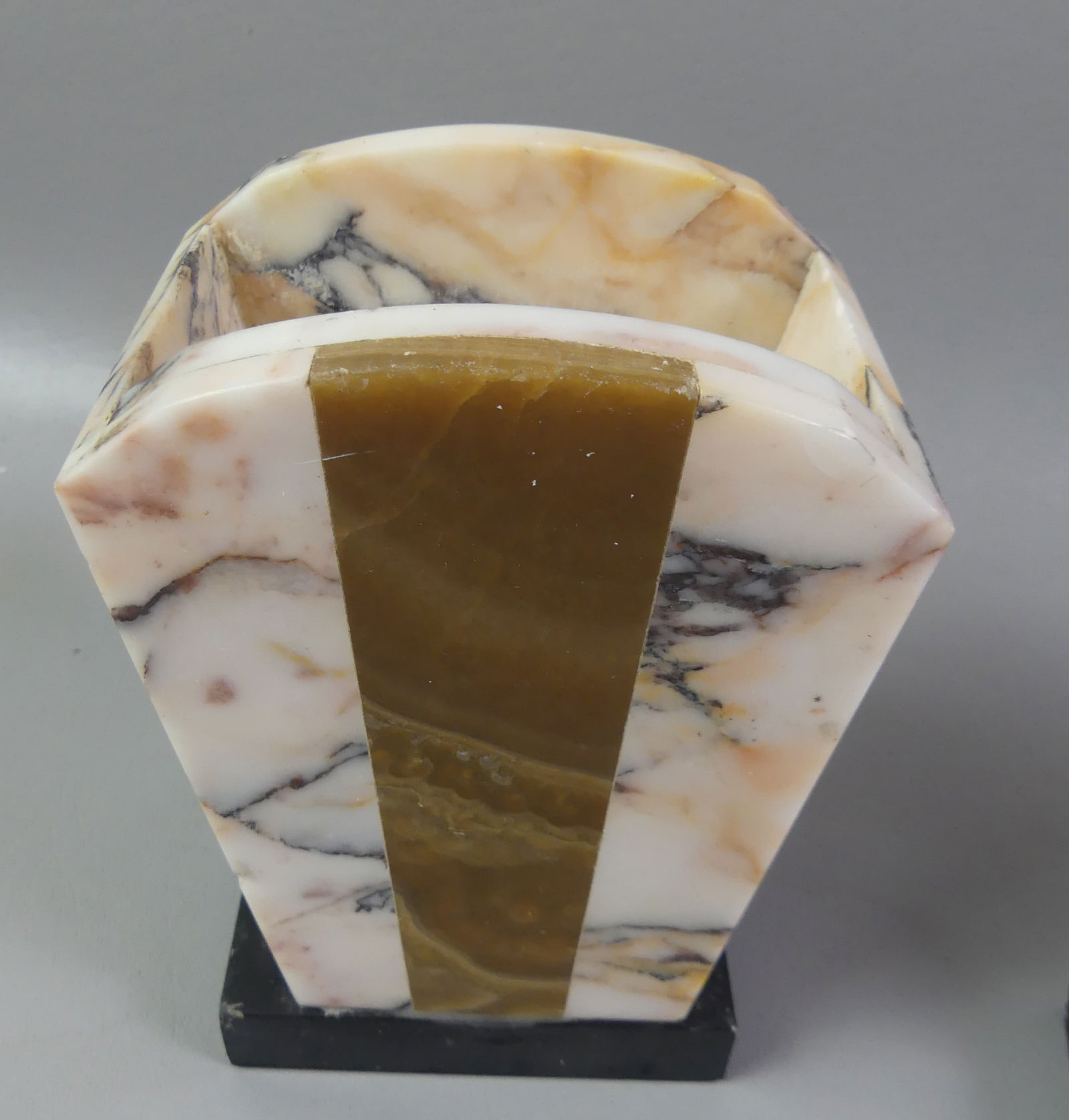 ART DECO ONYX FIGURAL CLOCK SET - 4