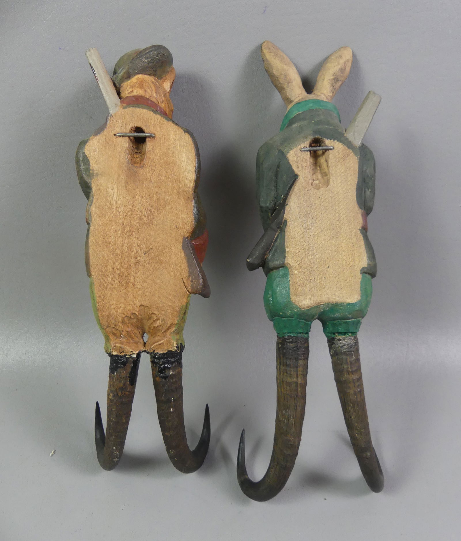 PAIR BLACK FOREST FIGURAL WALL HOOKS - 2