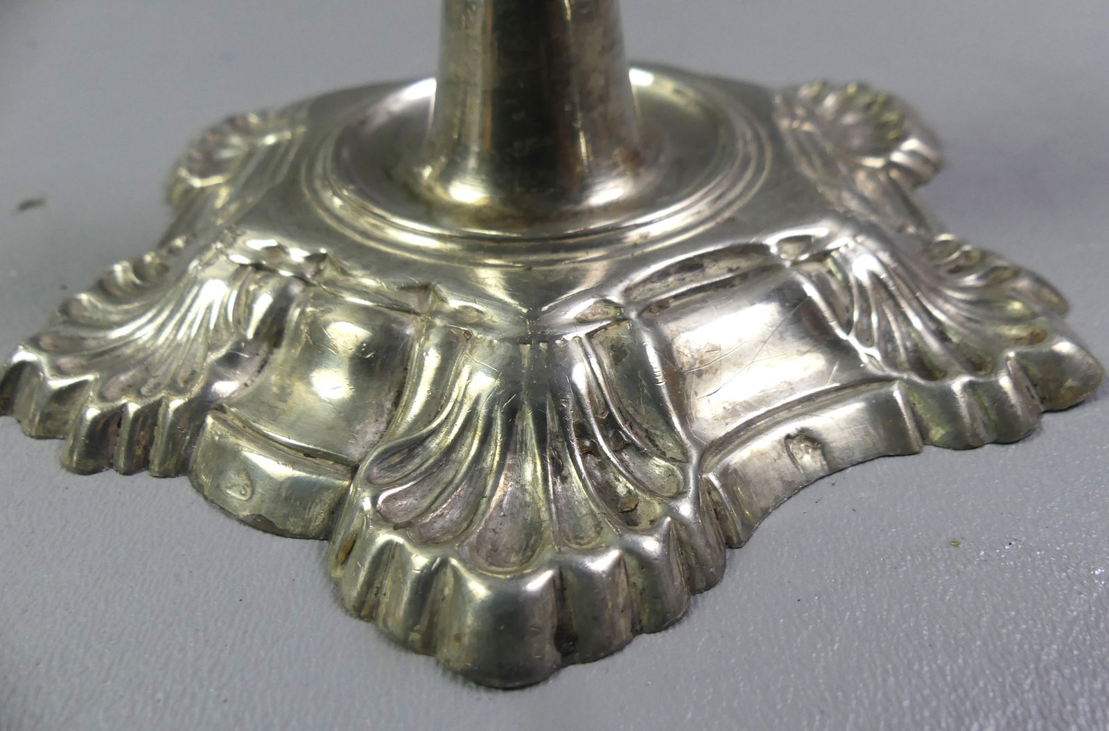 PAIR IRISH 18TH C. SILVER CANDLESTICKS - 2