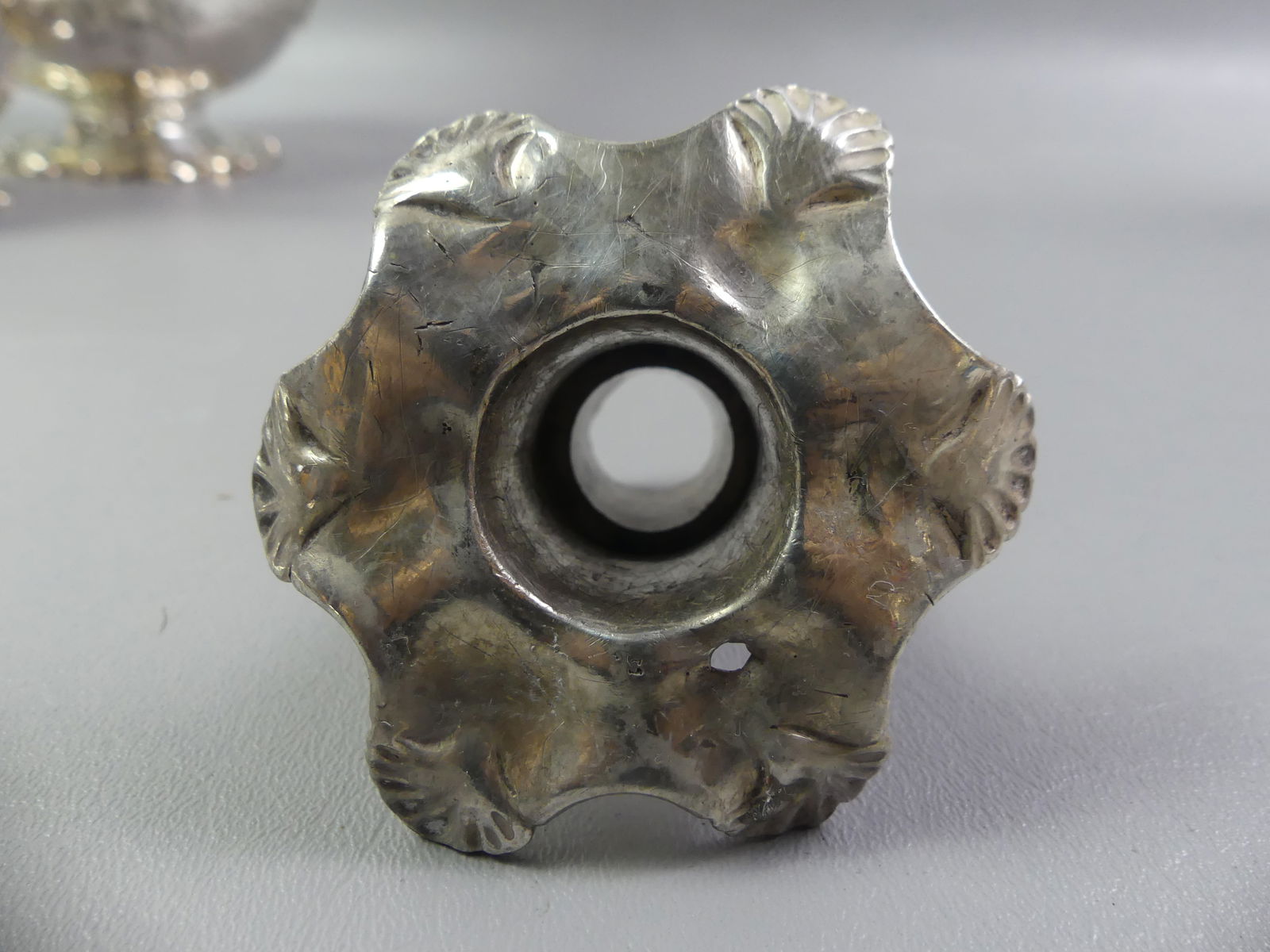 PAIR IRISH 18TH C. SILVER CANDLESTICKS - 5