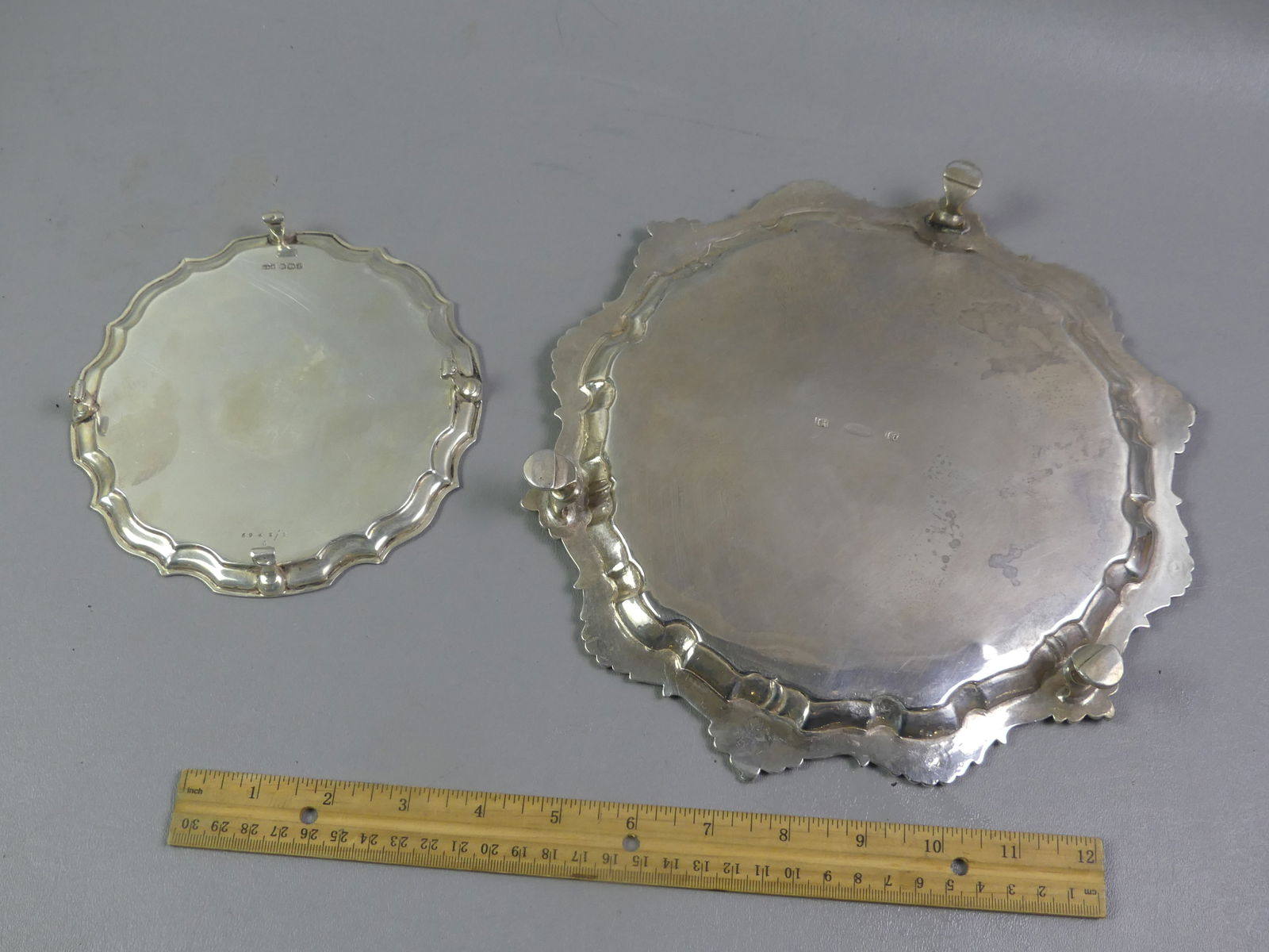 2 SILVER SALVERS - 1 BY J. RICHARDSON, PHILA - 3