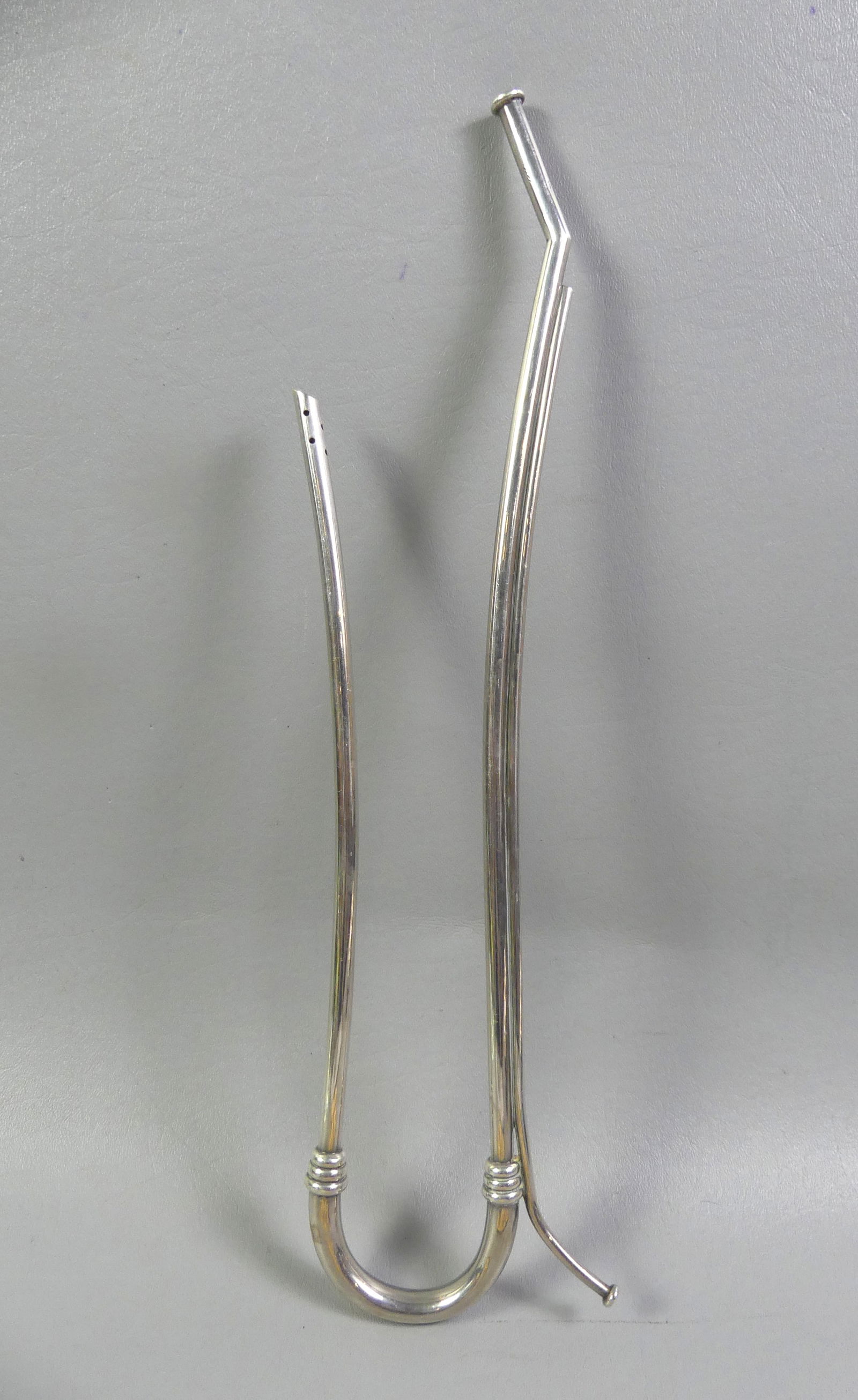 S. KIRK STERLING SIPHONING TUBE: Scarce antique sterling silver siphoning tube for liquids stamped S. Kirk & Son, 925. 15 in long, weighs 4.8 ozt. NOTE: We can ship this item in-house.