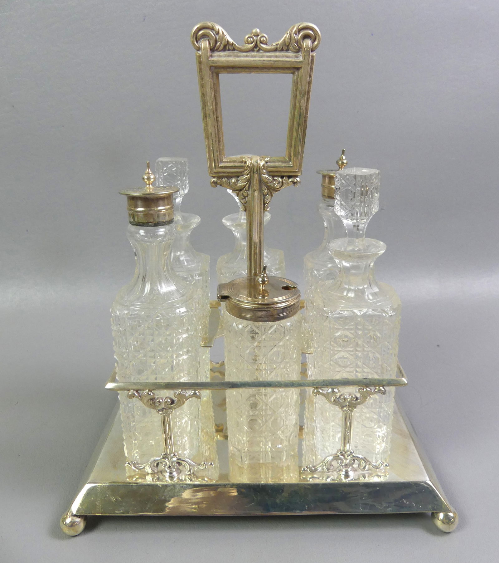 SILVERED & CUT GLASS CASTOR SET (1 of 3)