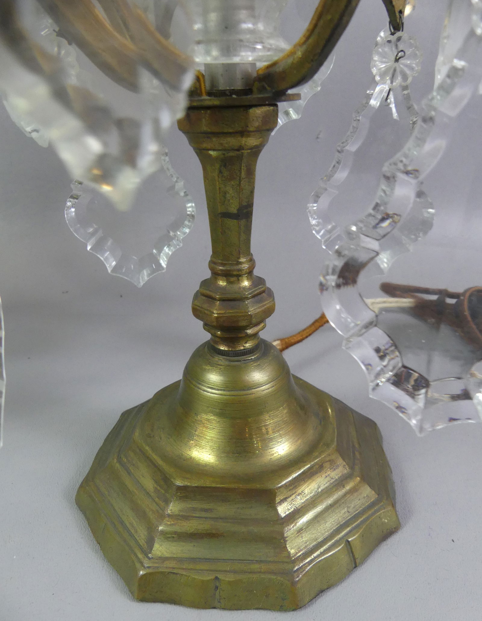 PAIR TABLE SCONCES - CUT GLASS PRISMS - 2