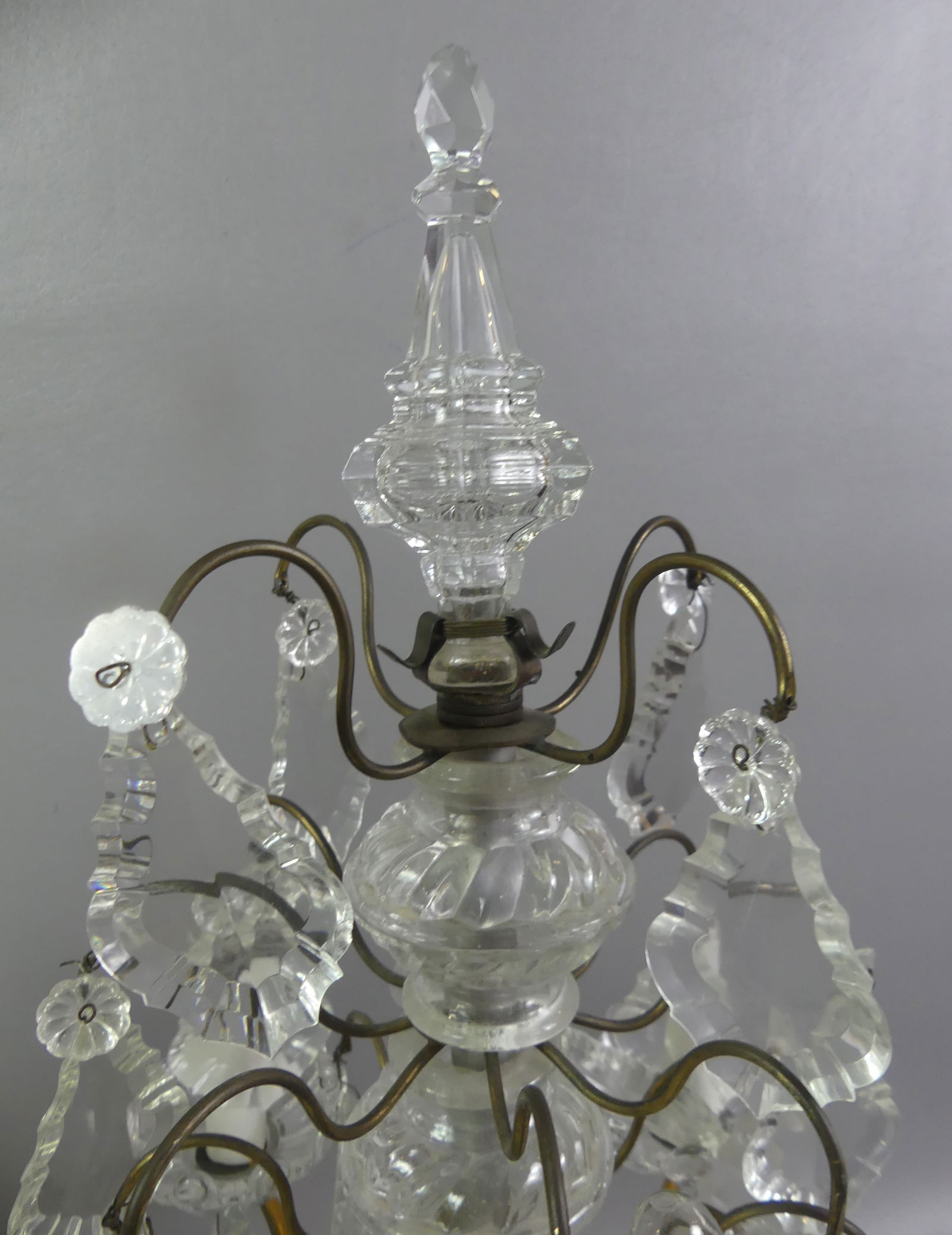 PAIR TABLE SCONCES - CUT GLASS PRISMS - 3