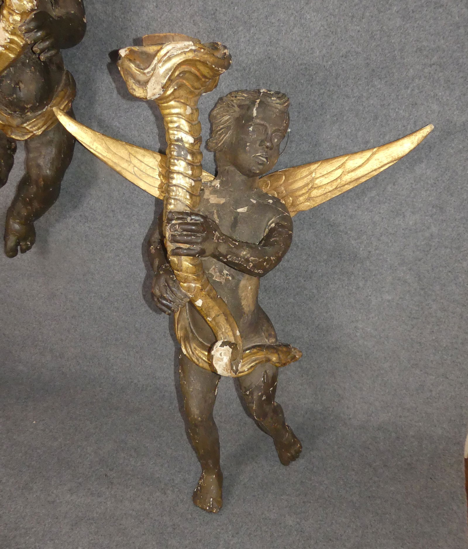 PR. HUGE 18TH C. WINGED CHERUBS - 9