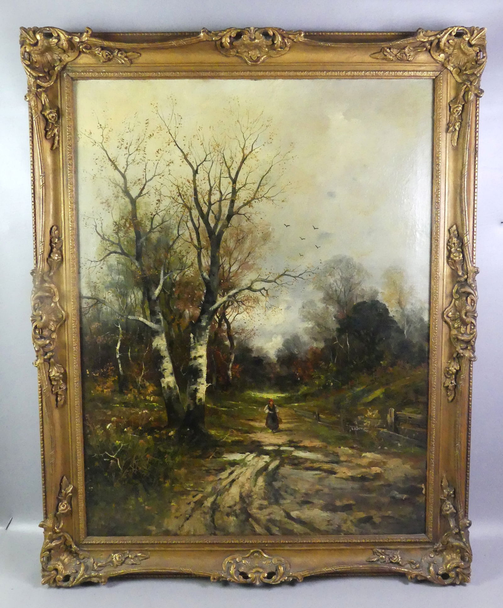 LARGE ANTIQUE LANDSCAPE PAINTING - SIGNED (1 of 4)