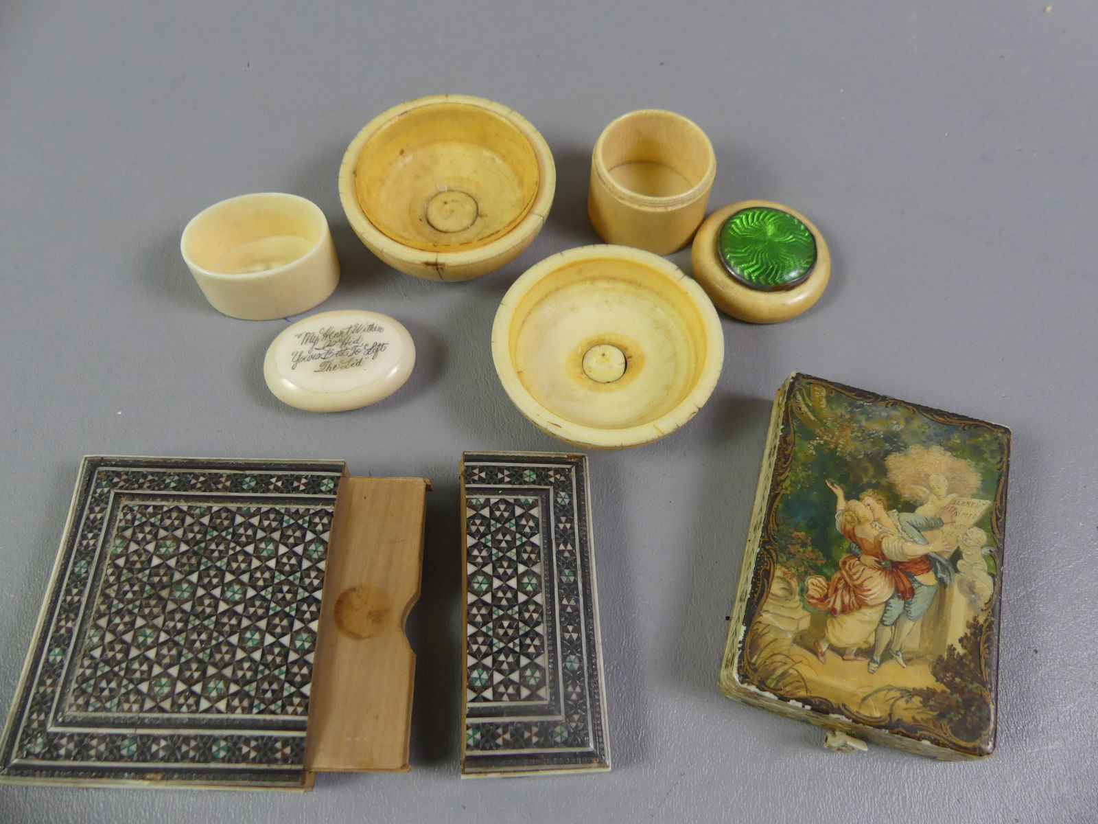 LOT ANTIQUE BOXES, COMPACT, ETC. - 4