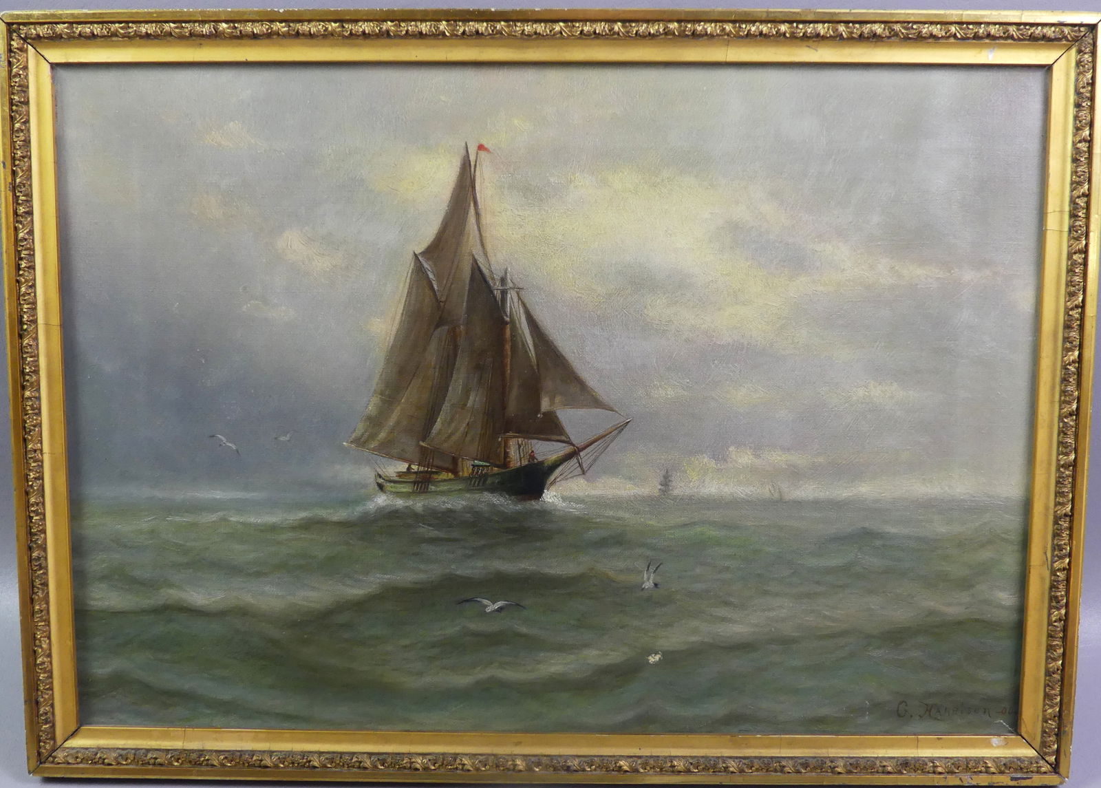 G. HARRISON 1900 PAINTING OF SHIP (1 of 4)