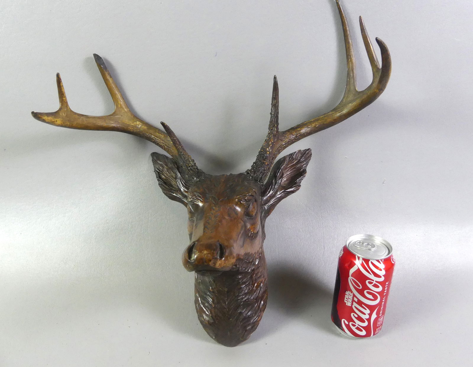 ANTIQUE BLACK FOREST CARVED DEER HEAD (1 of 3)