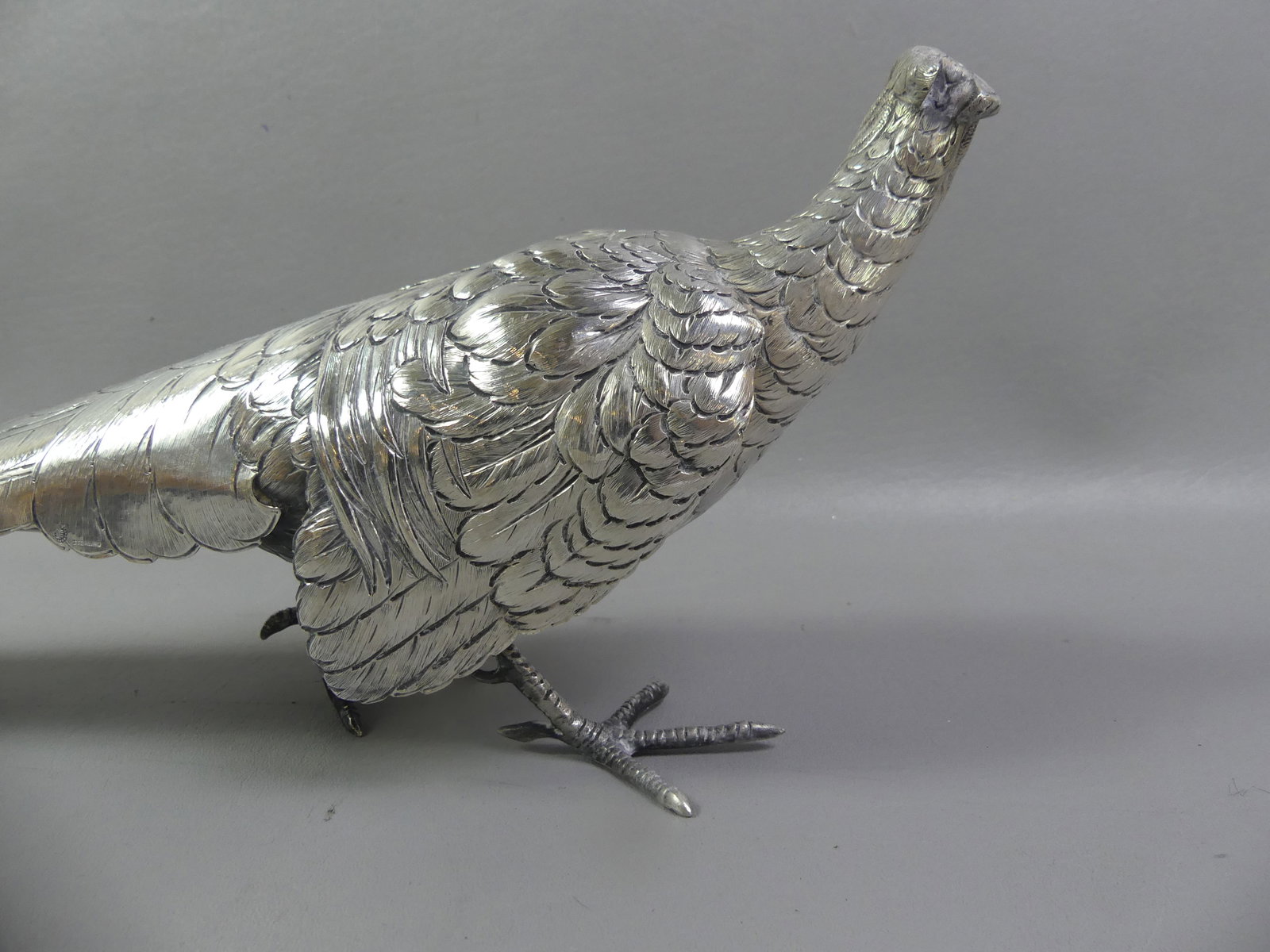 OLD SOLID SILVER 18 INCH PHEASANT - 2