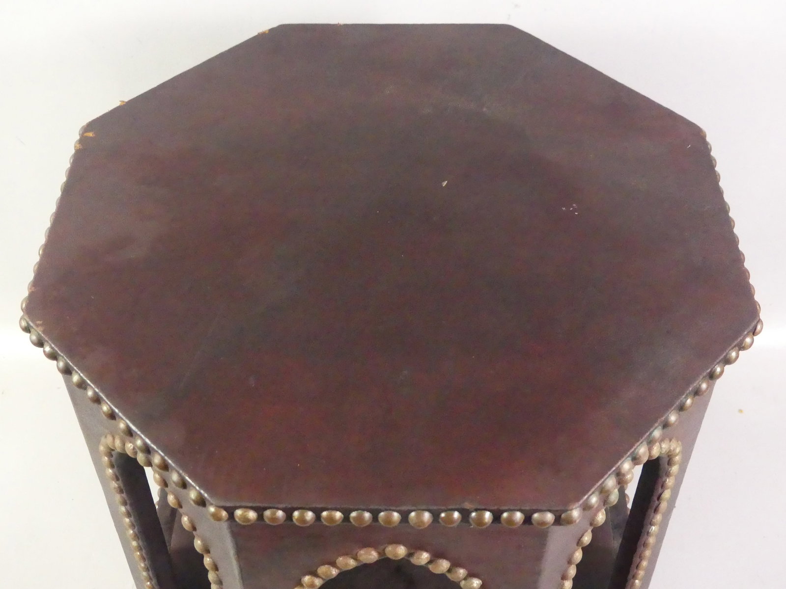 LEATHER COVERED GOTHIC TABLE - 2