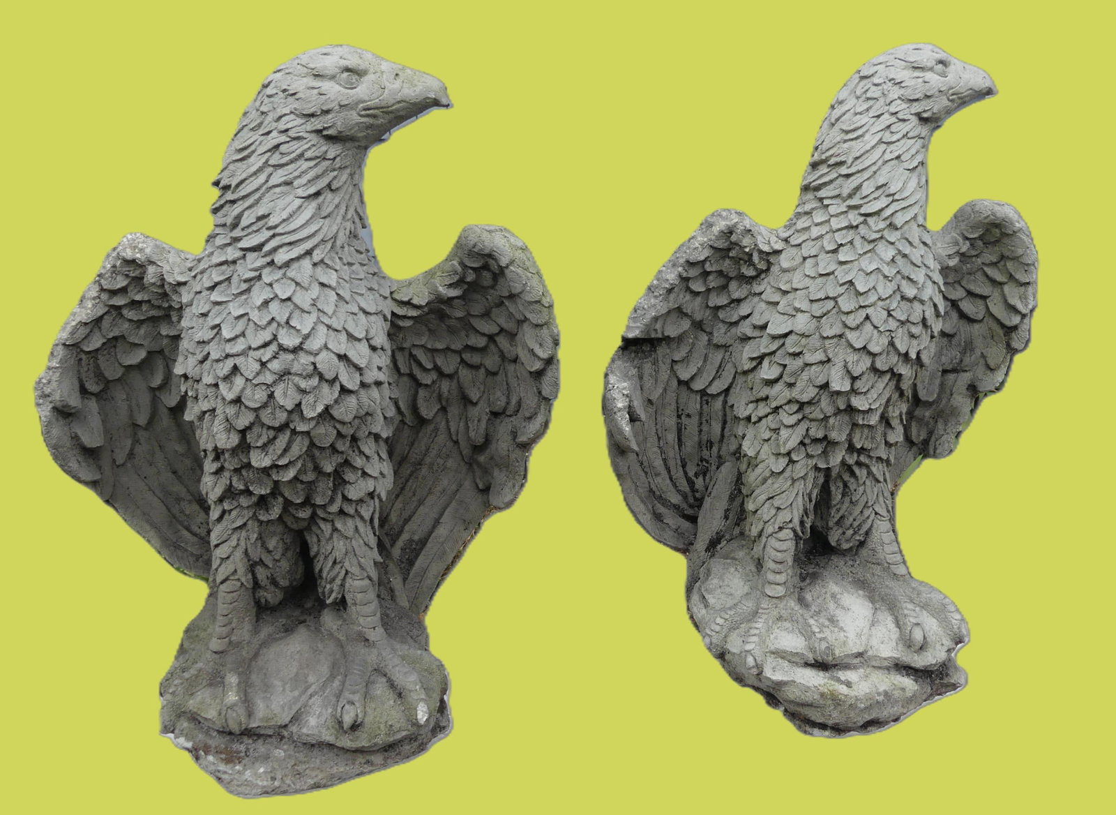PAIR CONCRETE GARDEN EAGLES (1 of 2)