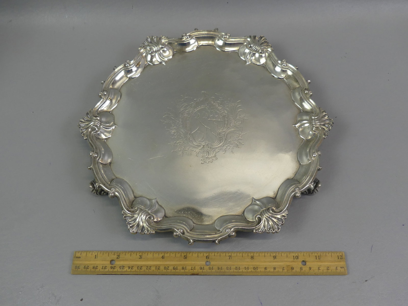 1742 GEO. II STERLING SILVER SALVER (1 of 5)