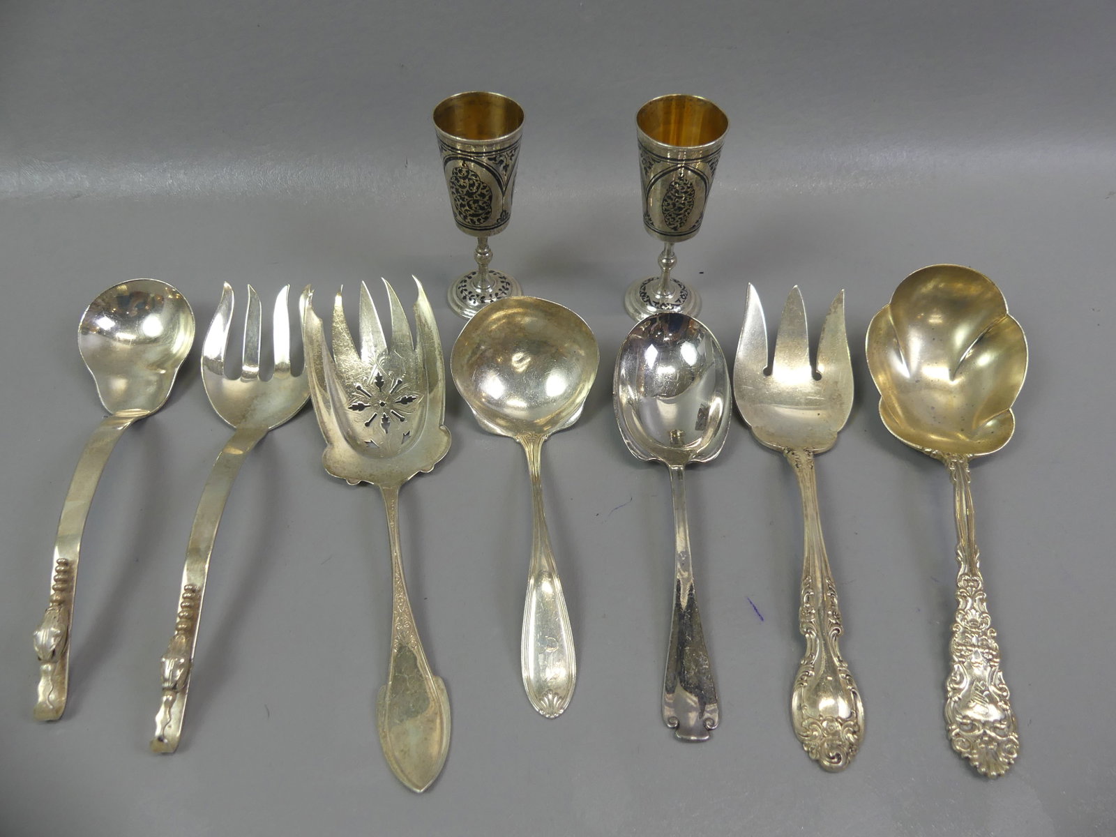 LOT STERLING SILVER FLATWARE & CUPS: Coming soon