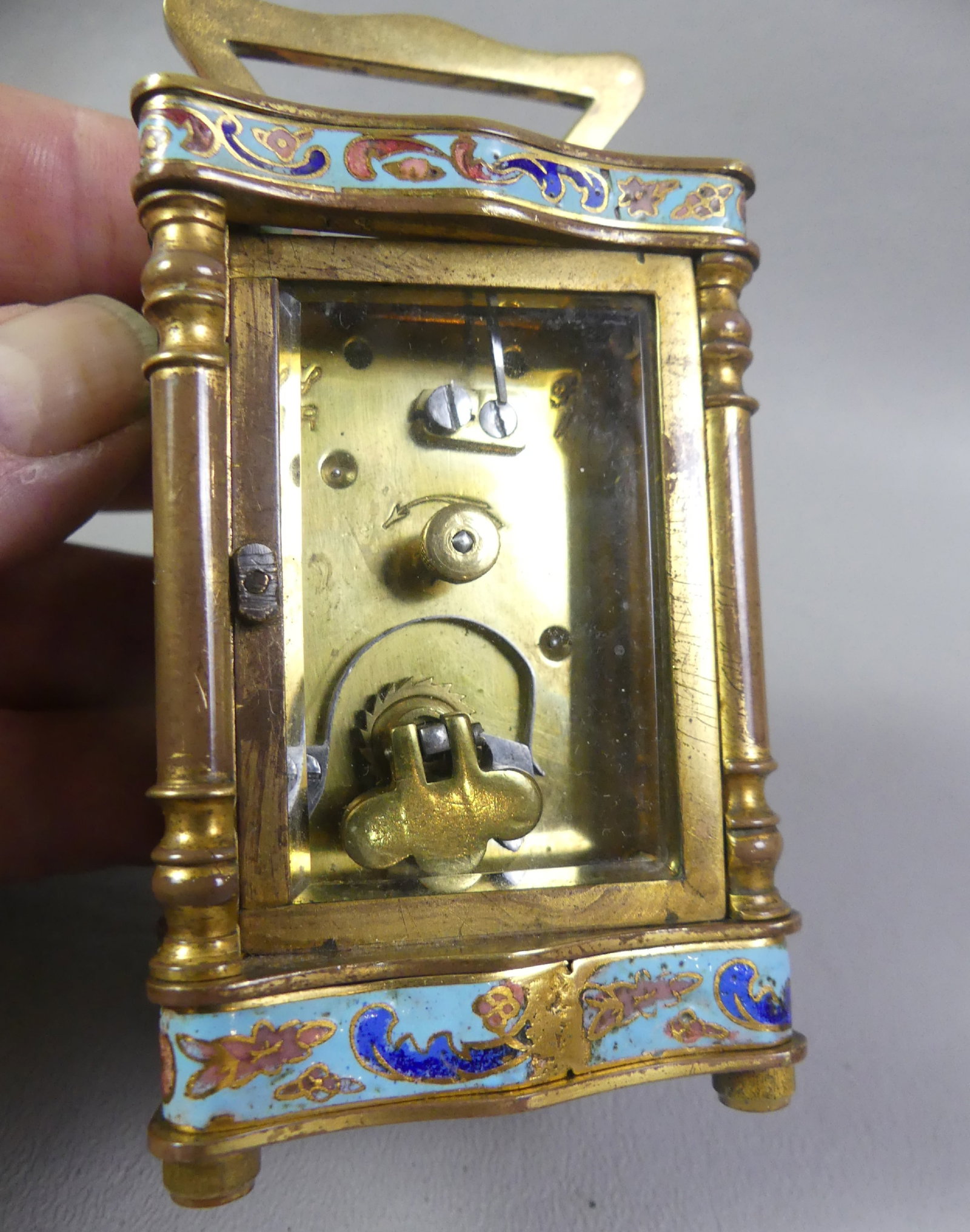 FRENCH CHAMPLEVE CARRIAGE CLOCK - 2