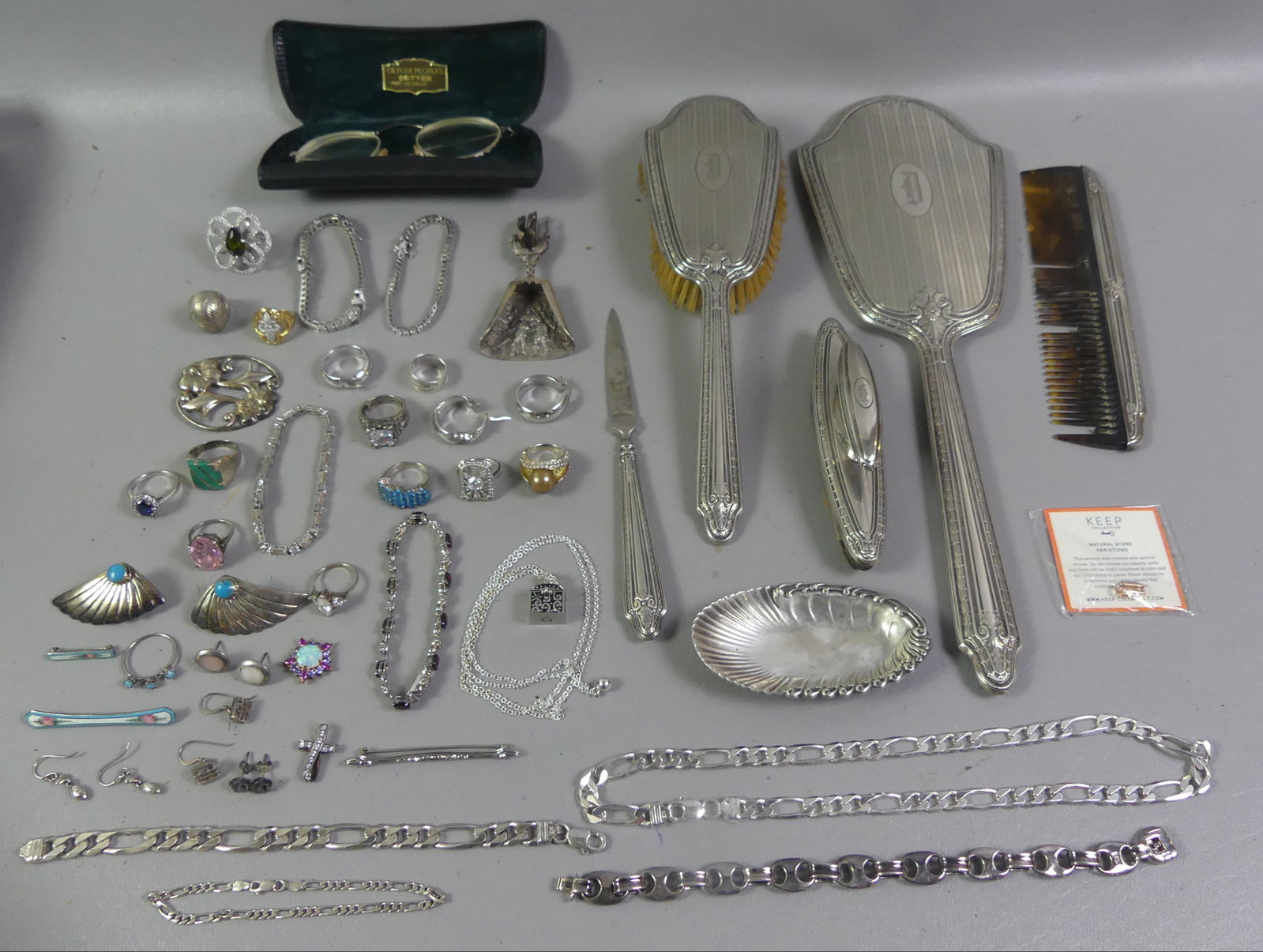 STERLING JEWELRY LOT & VANITY SET (1 of 4)
