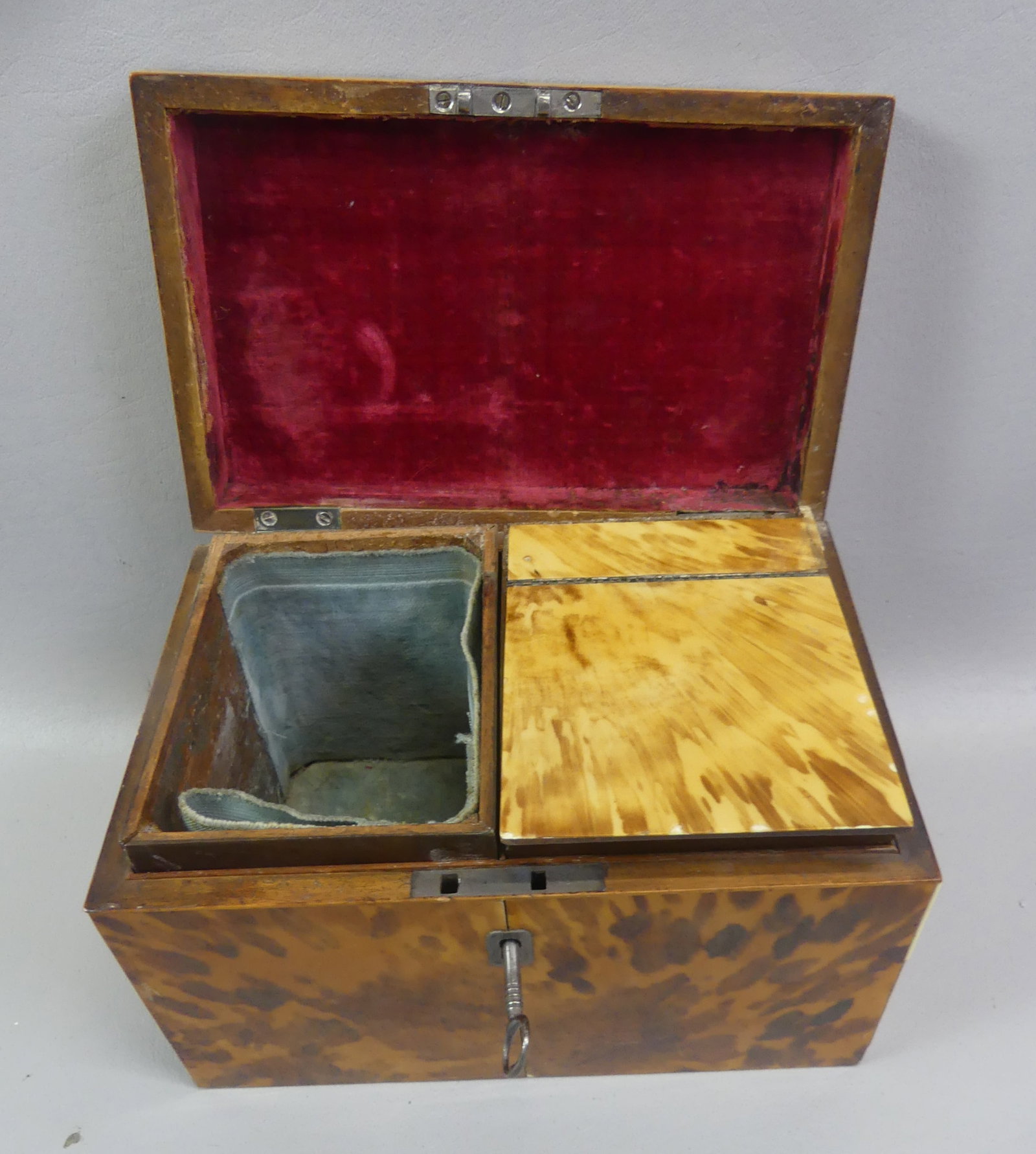 REGENCY SHELL VENEER DOUBLE TEA CADDY - 2