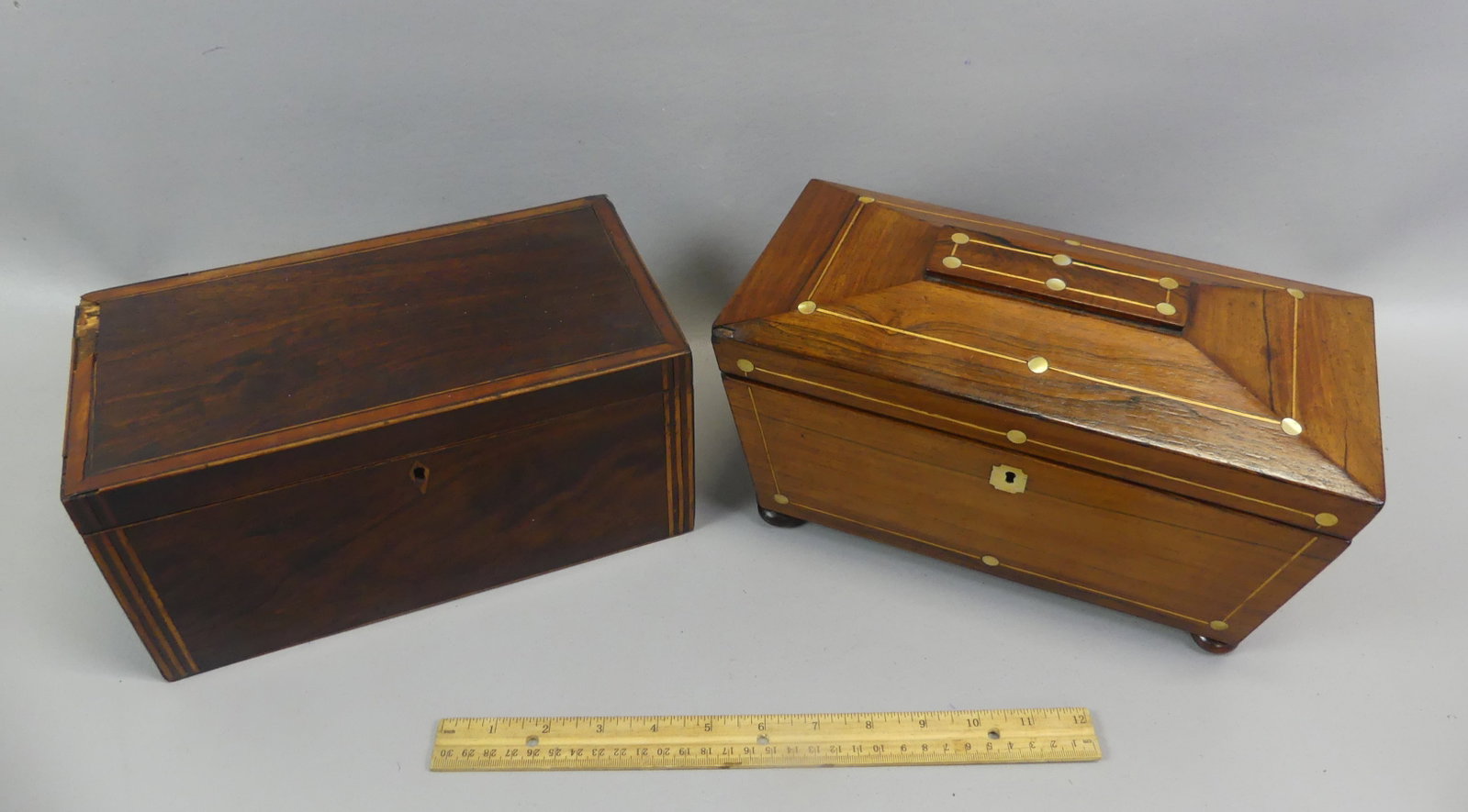 2 ANTIQUE TEA CADDY BOXES - 2