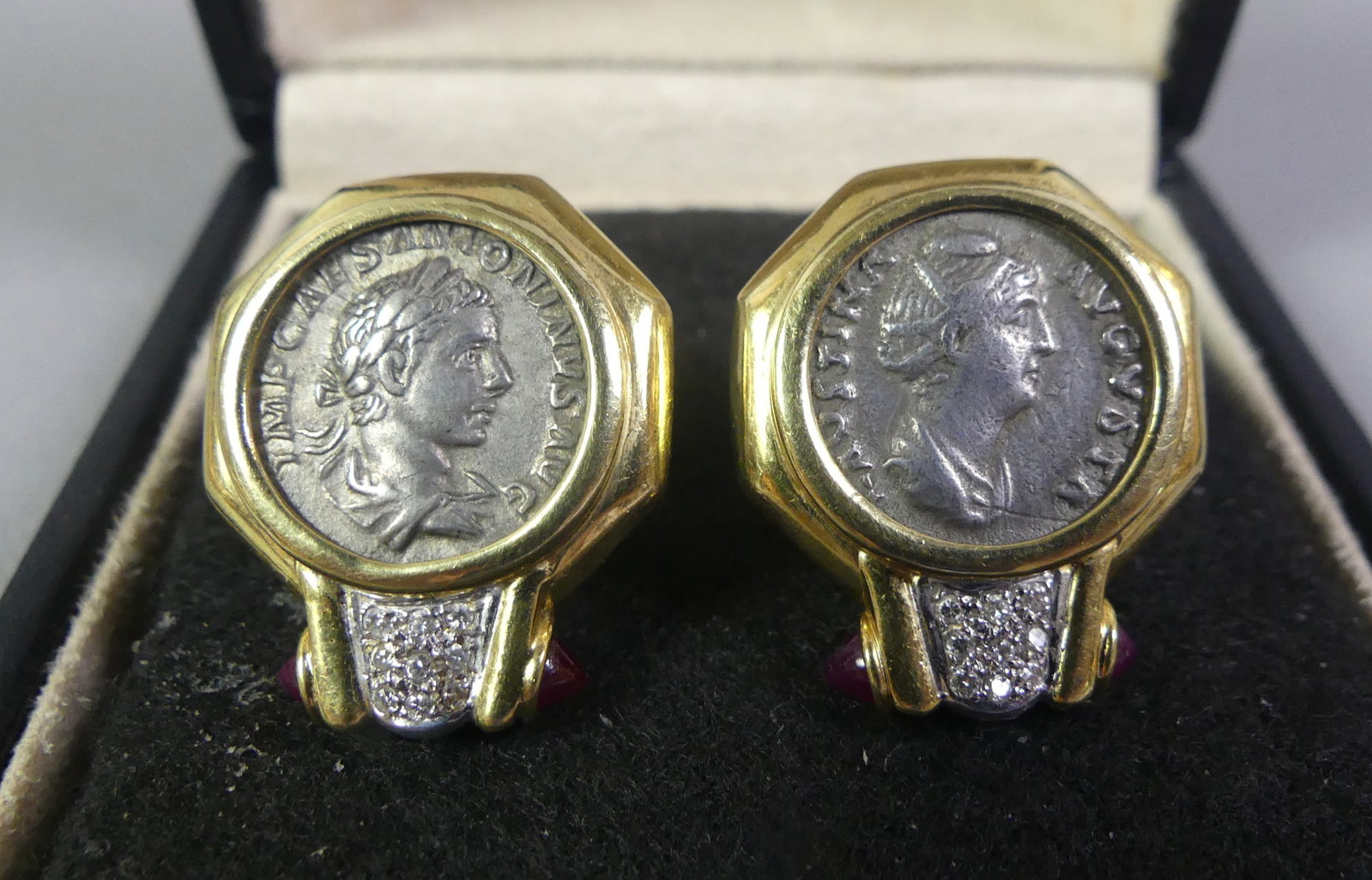 BULGARI TYPE 18K GOLD ROMAN COIN EARRINGS (1 of 3)