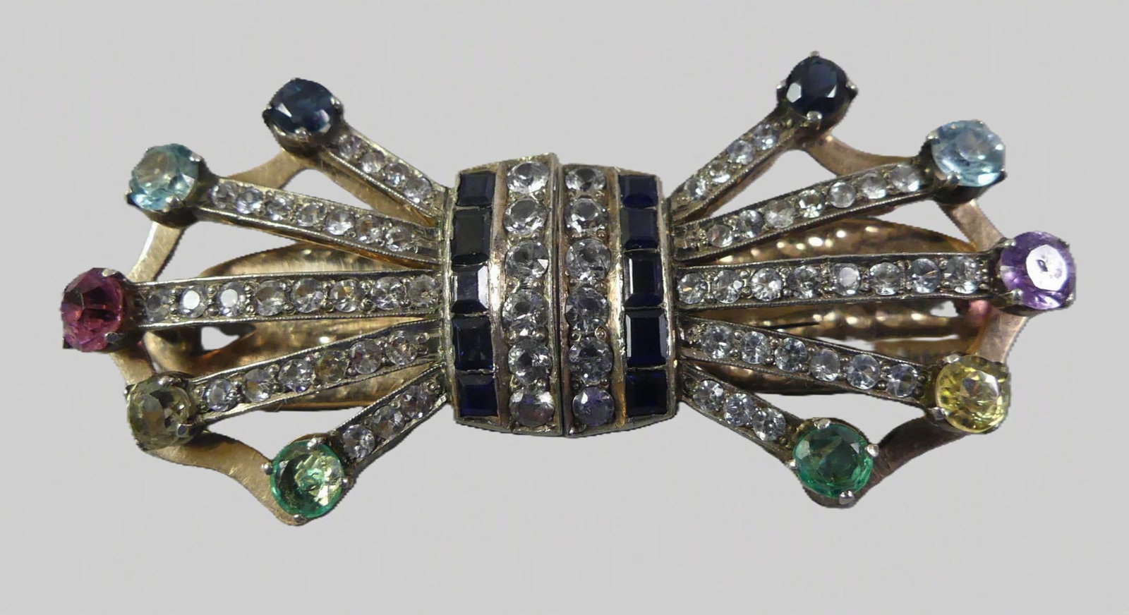 RAYMOND YARD 18K DUETTE BROOCH W/GEMS (1 of 4)